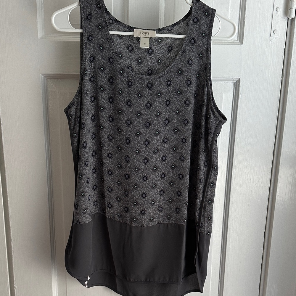 LOFT Women's Gray Patterned Tank Top, size M